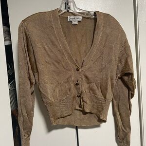 Vintage 80s Anne Hall Women's Cropped Gold Sweater